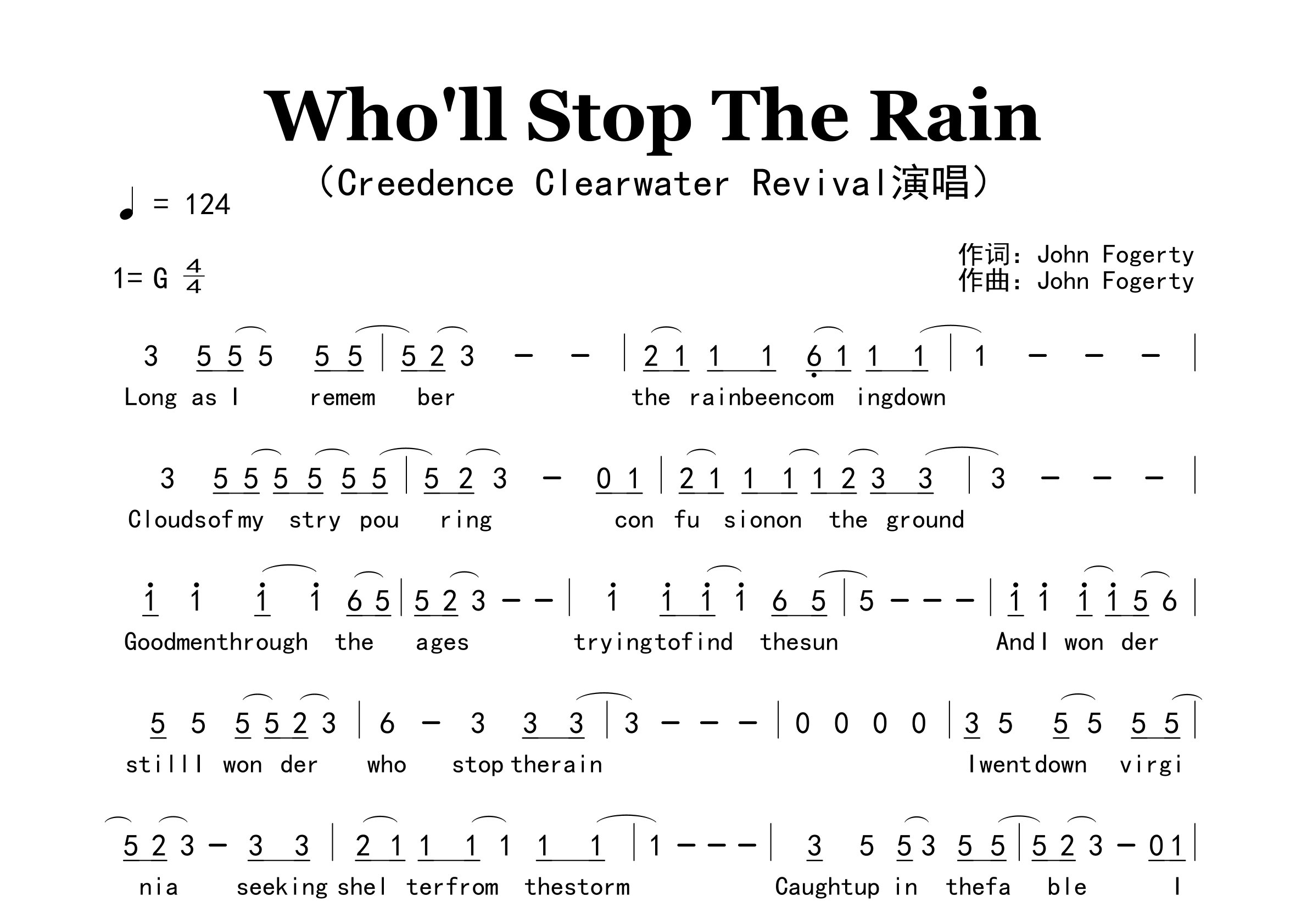 Who'll-Stop-The-Rain歌曲简谱预览图