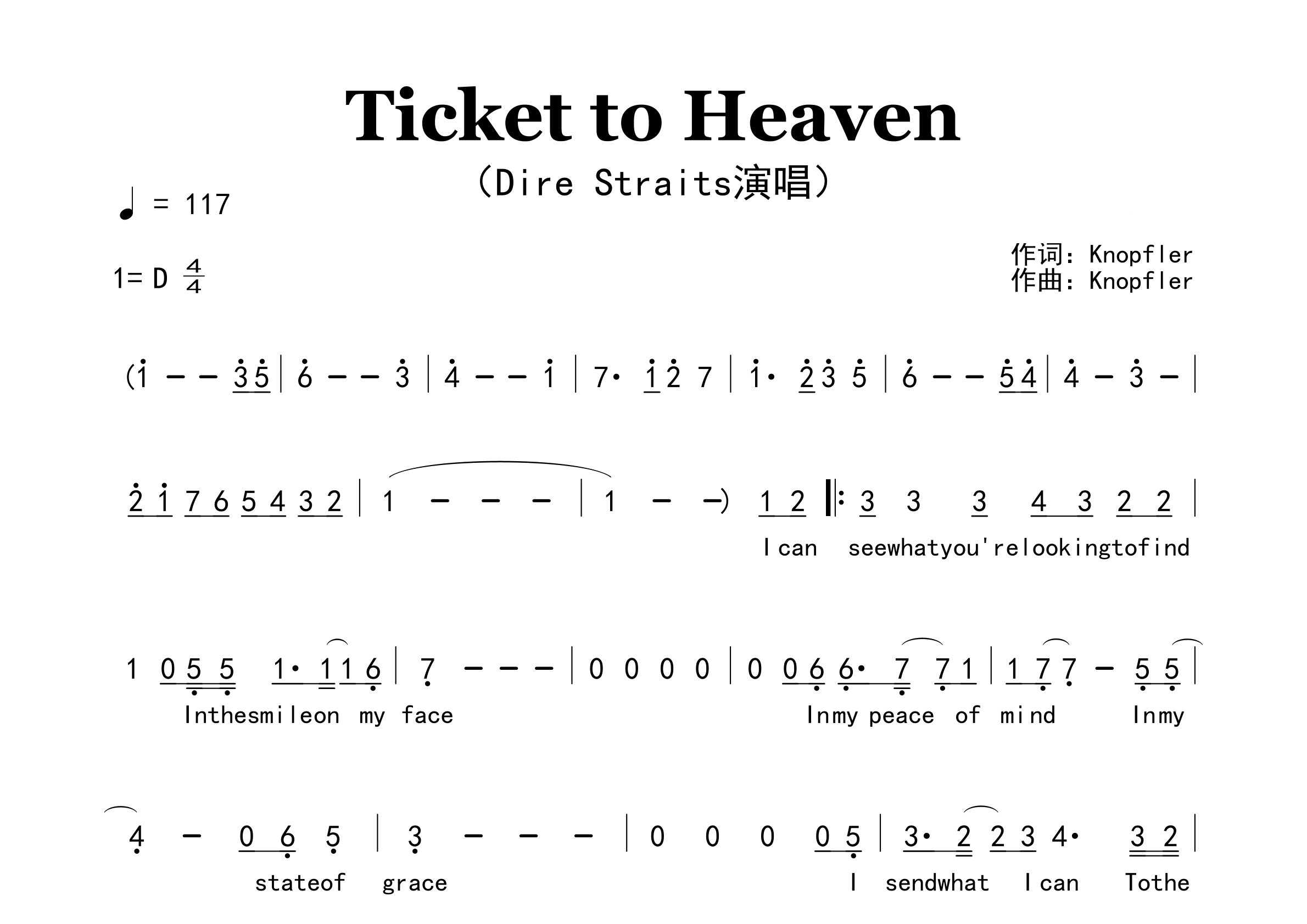 Ticket-to-Heaven歌曲简谱预览图