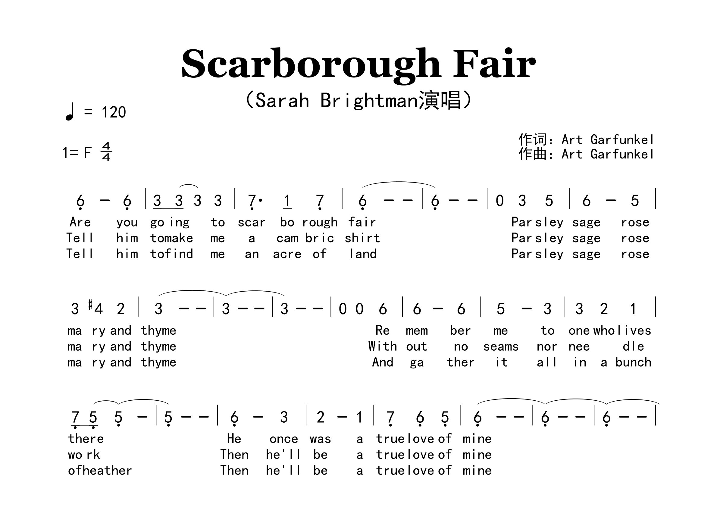 Scarborough-Fair歌曲简谱预览图