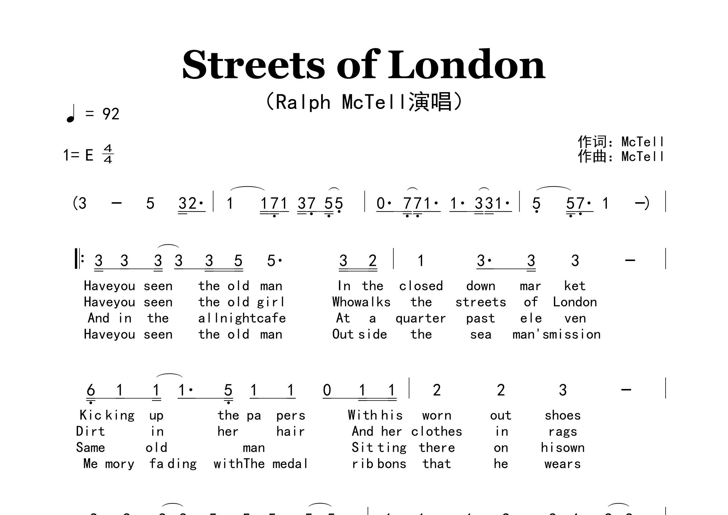 Streets-of-London歌曲简谱预览图