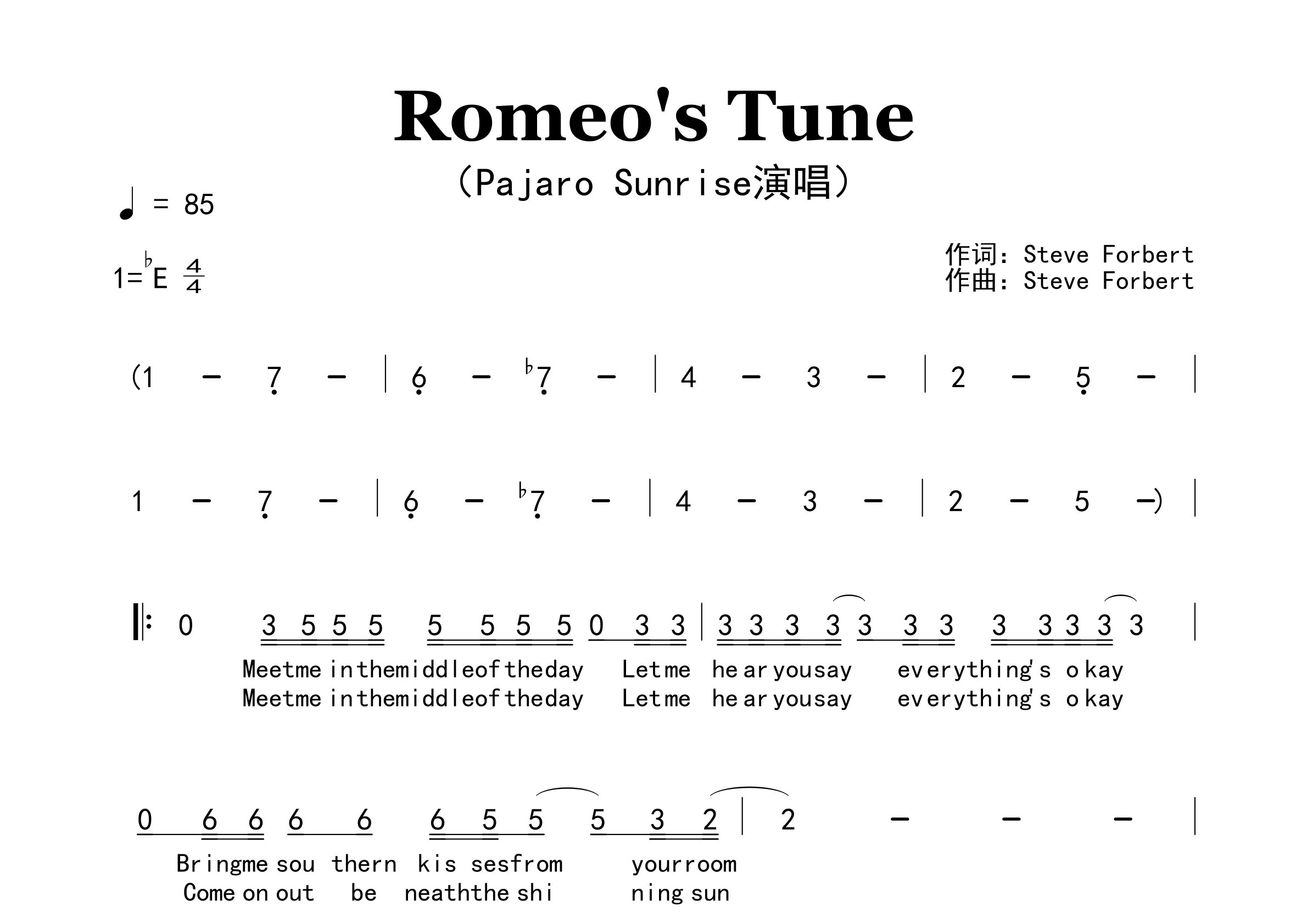 Romeo's-Tune歌曲简谱预览图