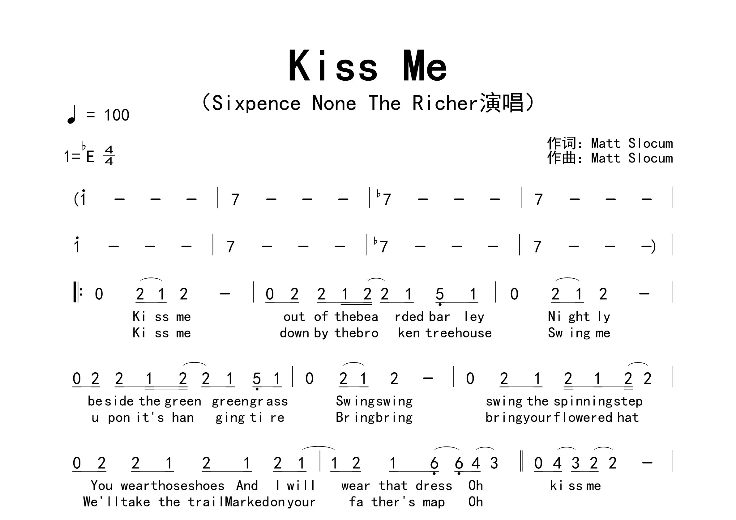 Kiss-Me歌曲简谱预览图