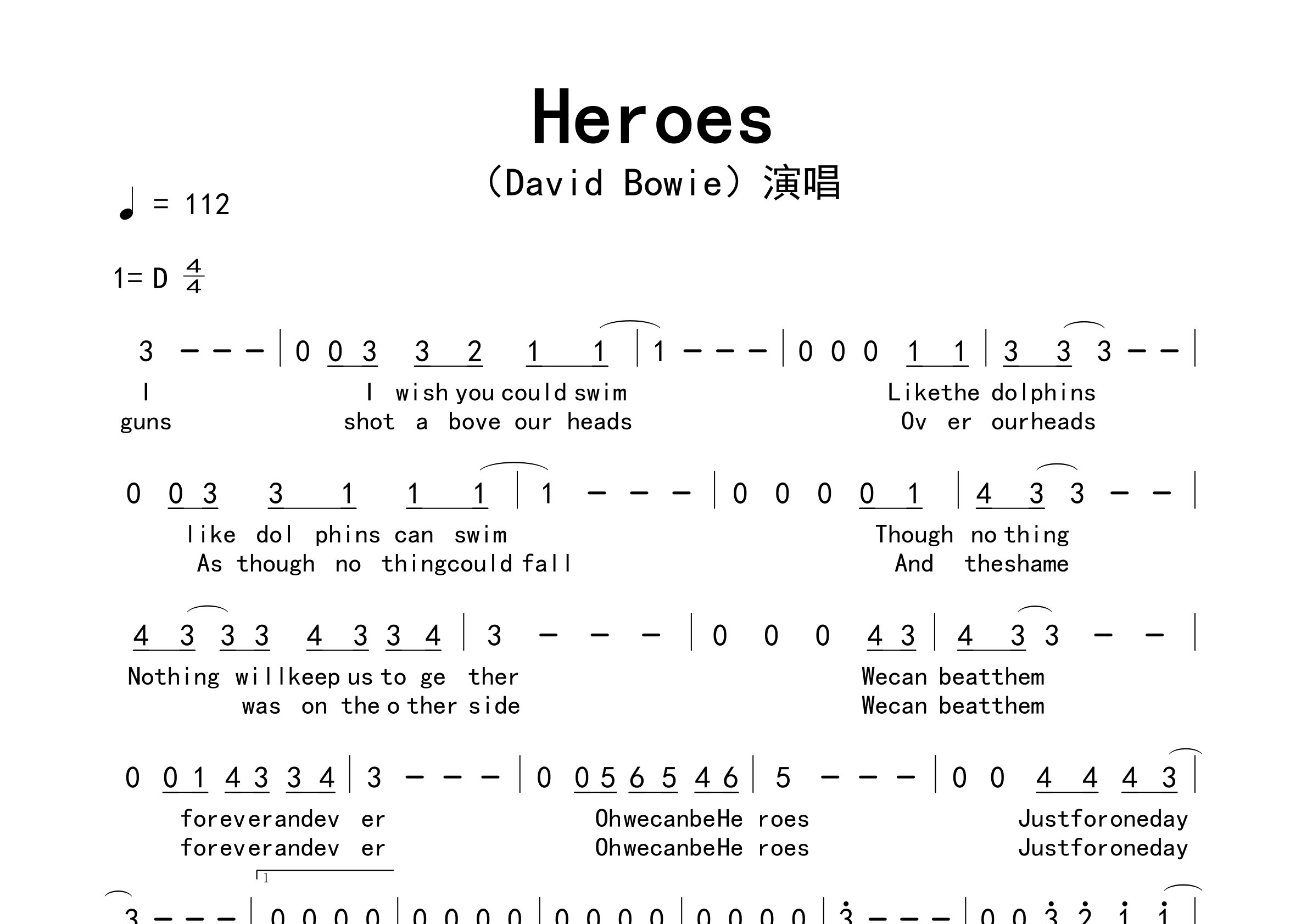 Heroes歌曲简谱预览图