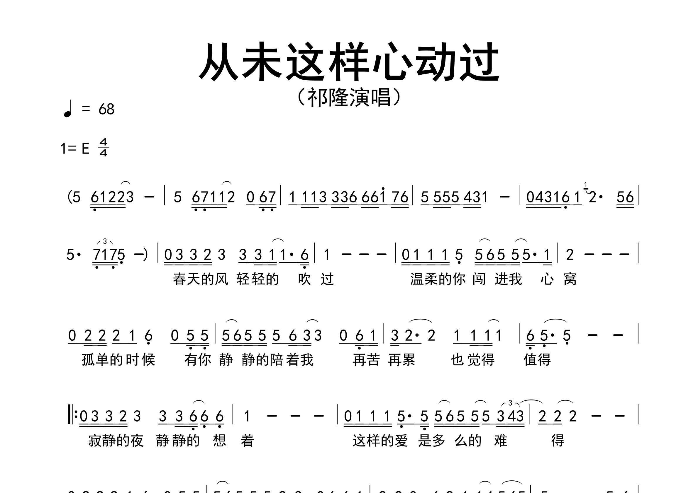 从未这样心动过歌曲简谱预览图