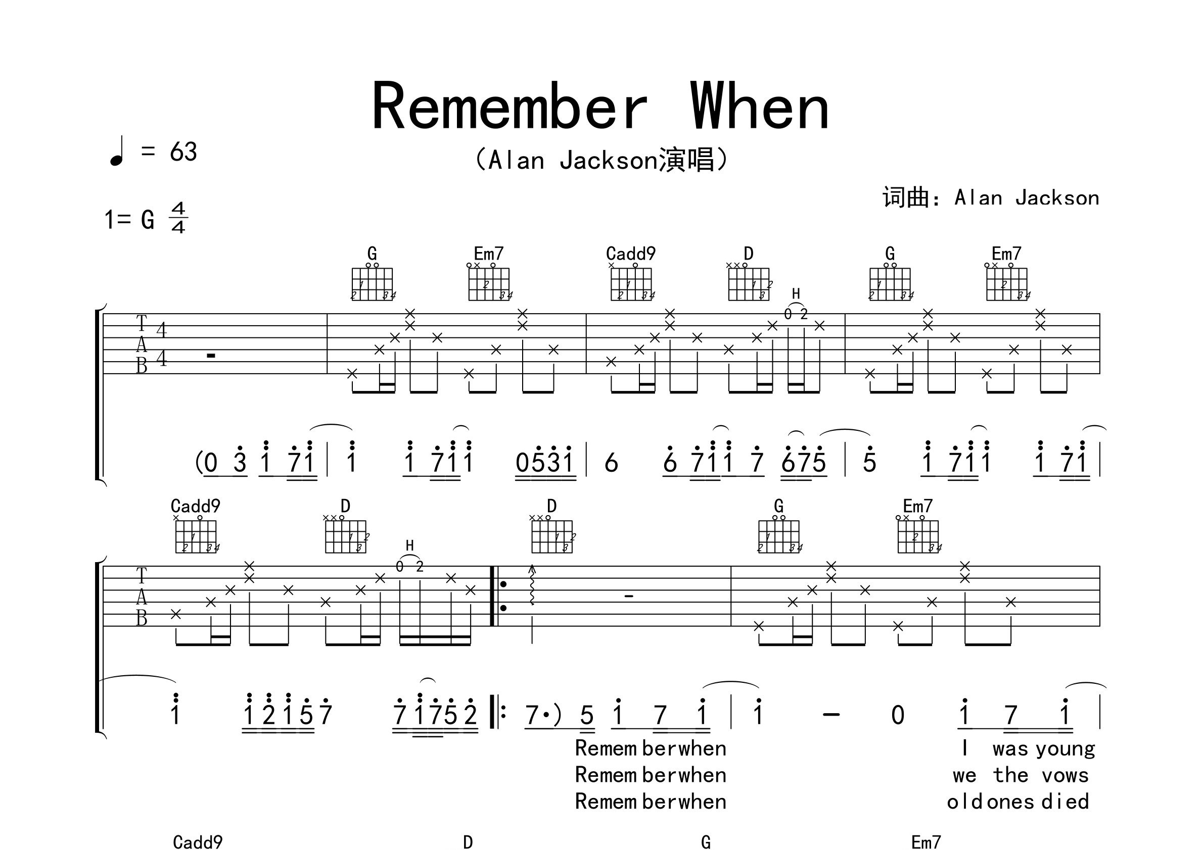 Remember-When吉他谱预览图