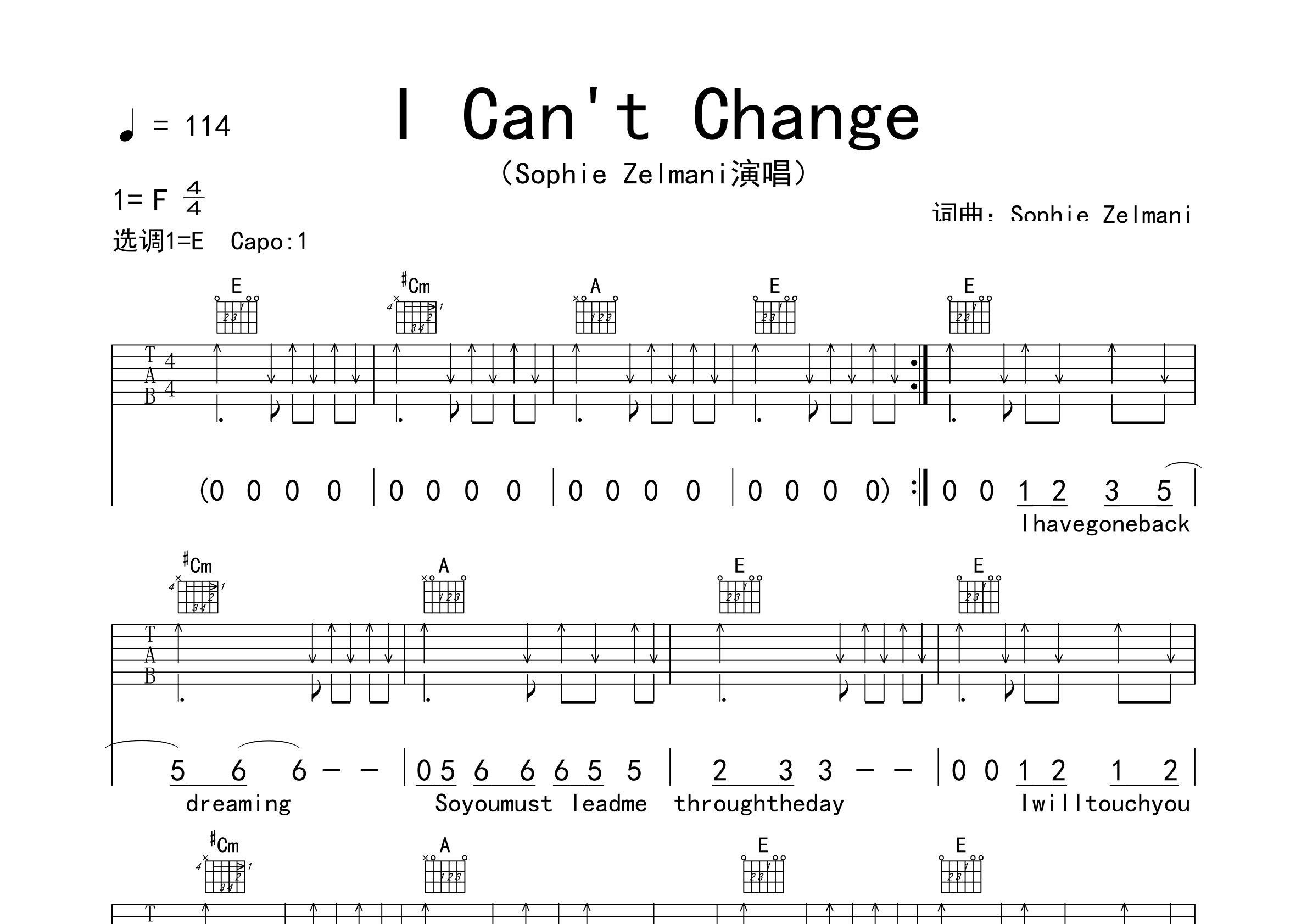 I-Can't-Change吉他谱预览图