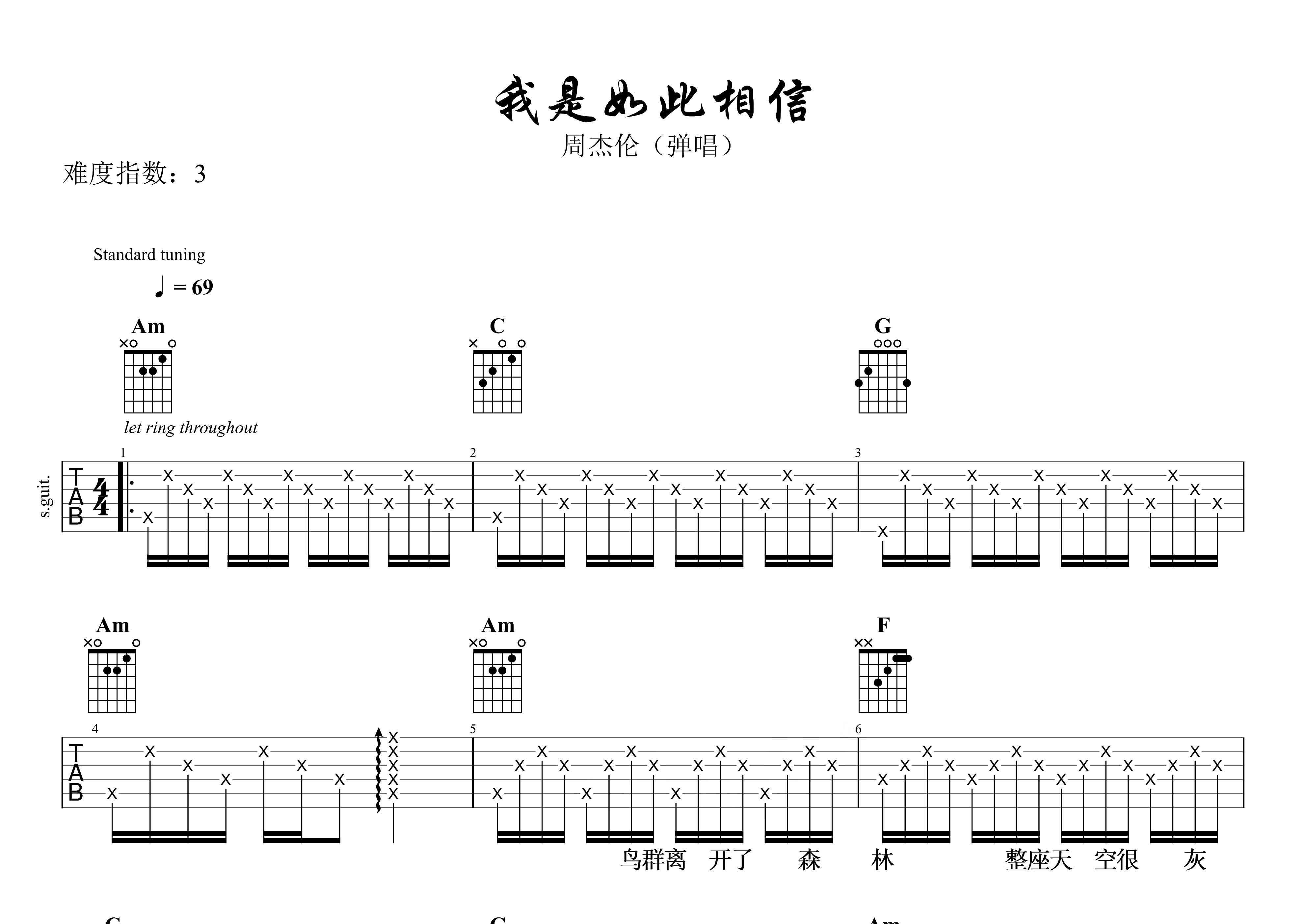 我是如此相信吉他谱预览图