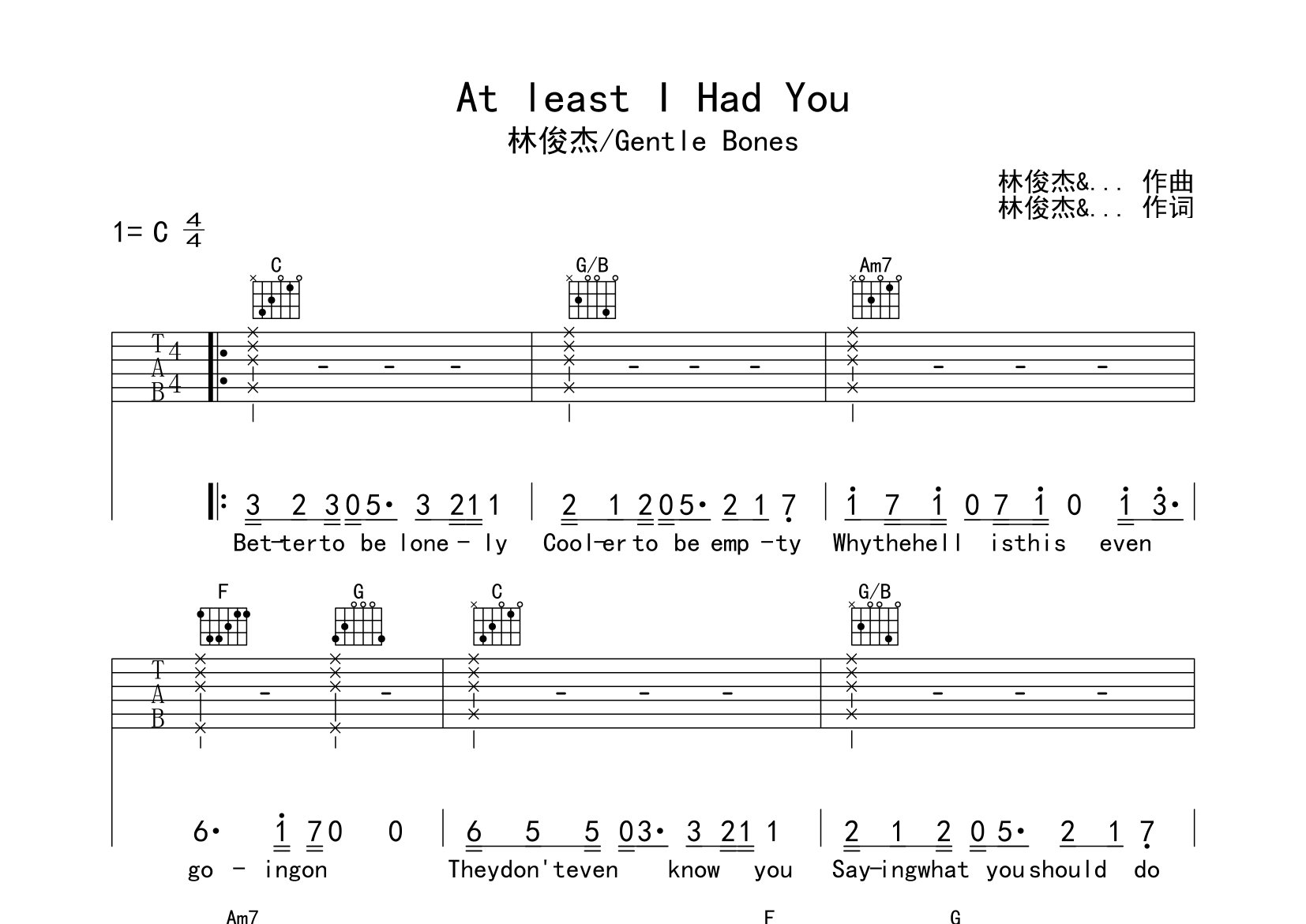 At-least-I-Had-You吉他谱预览图