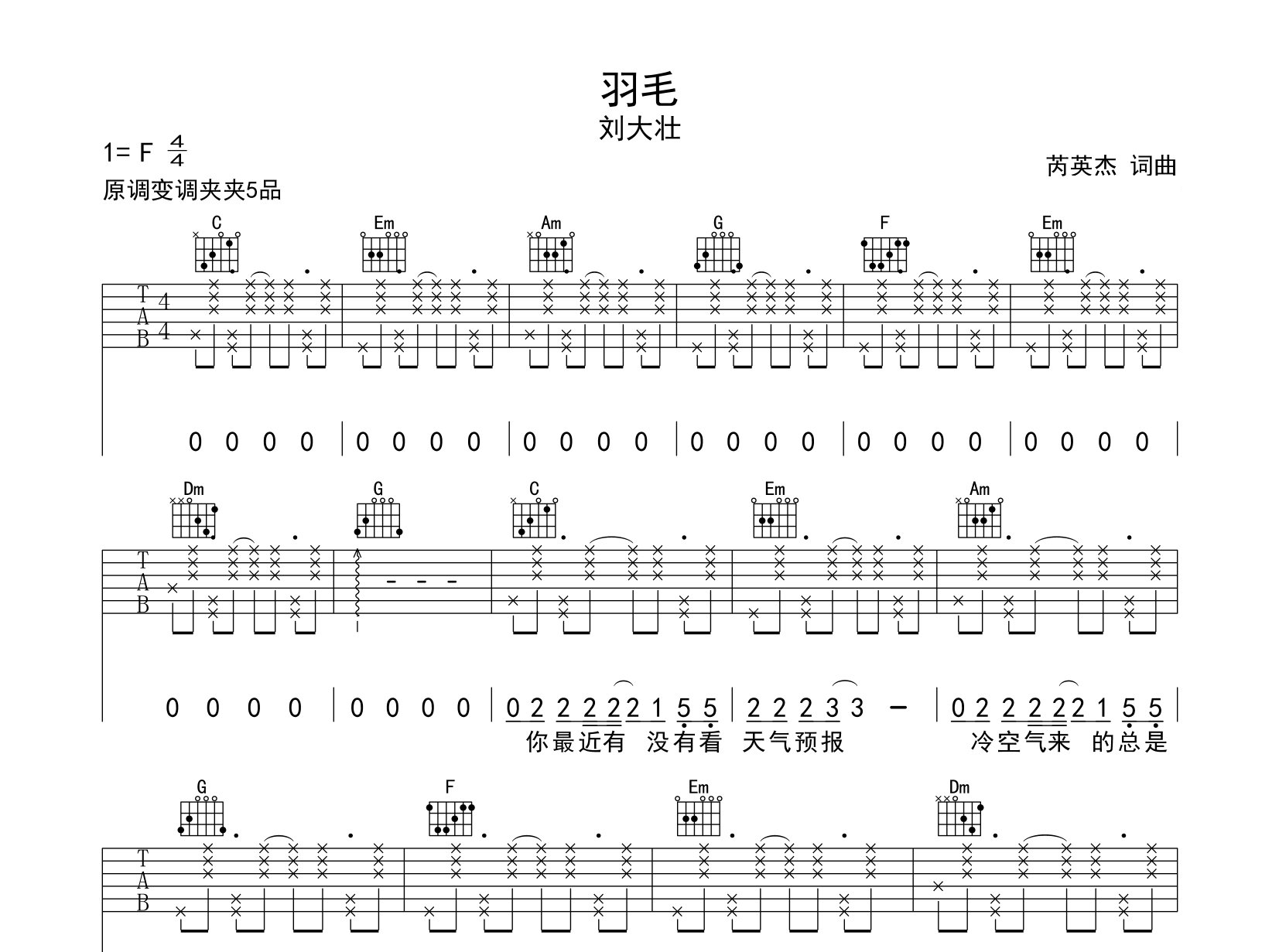 羽毛吉他谱预览图