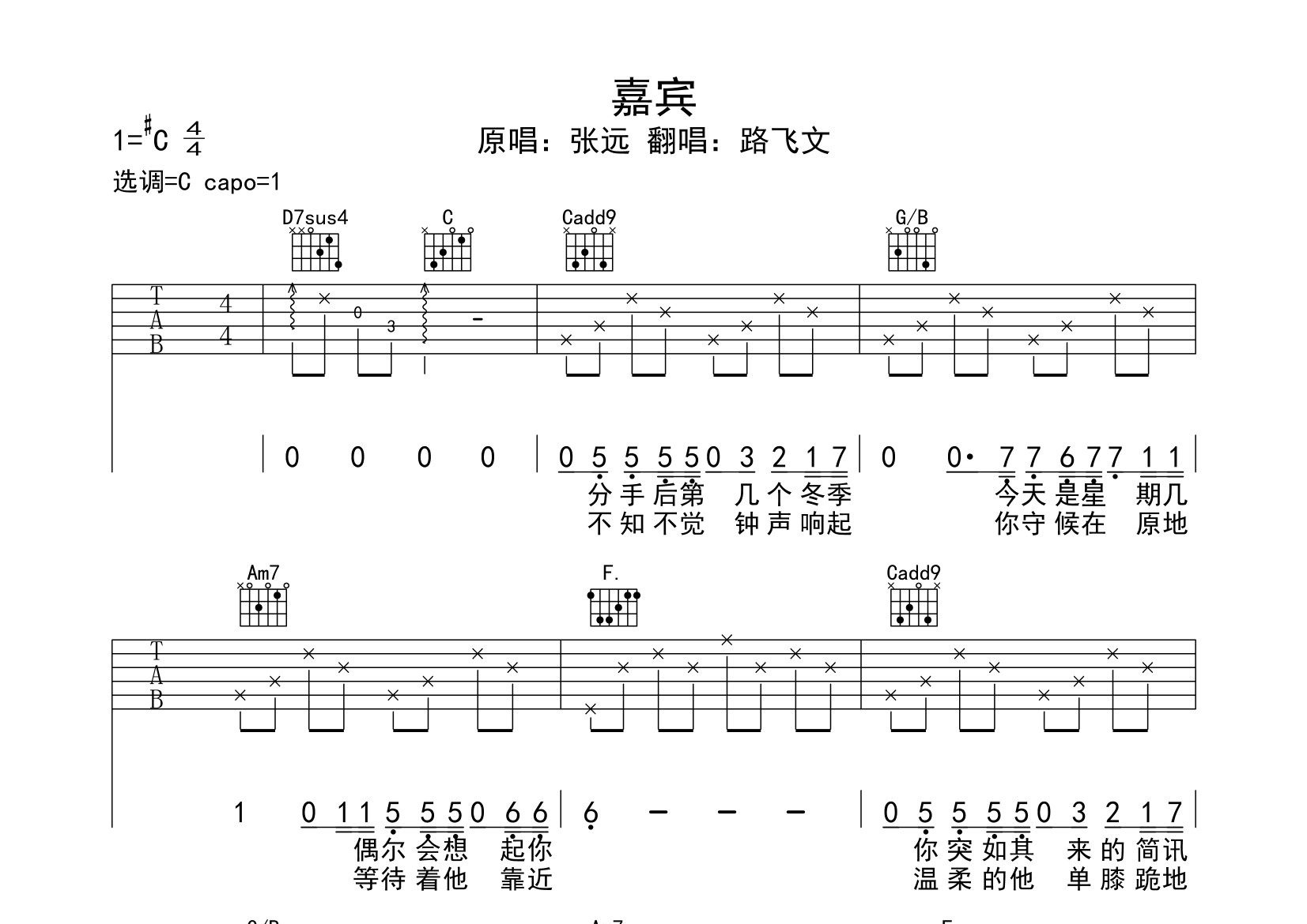 嘉宾吉他谱预览图