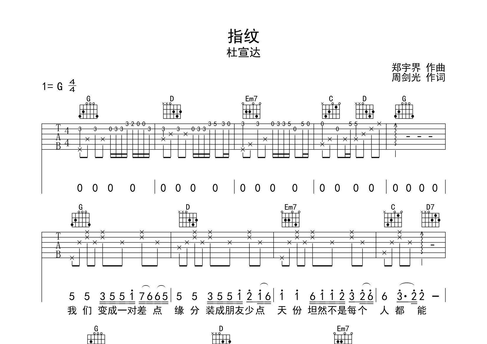 指纹吉他谱预览图
