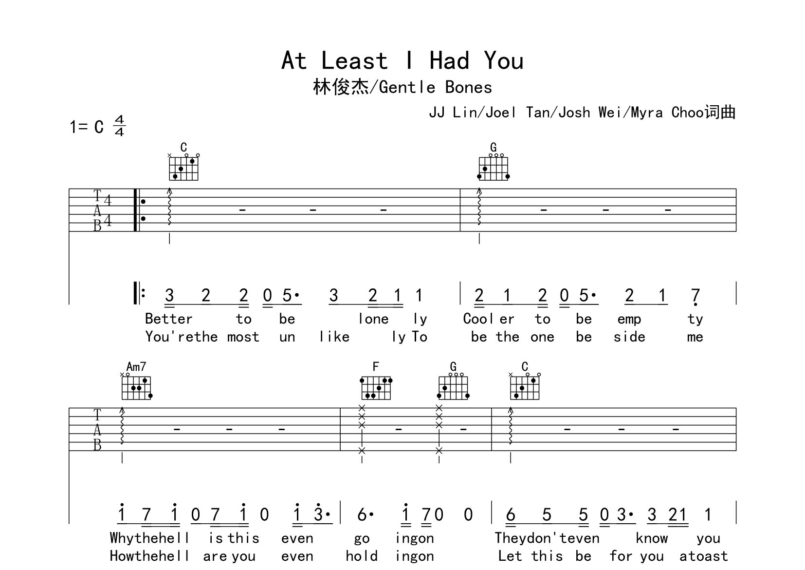 At-Least-I-Had-You吉他谱预览图