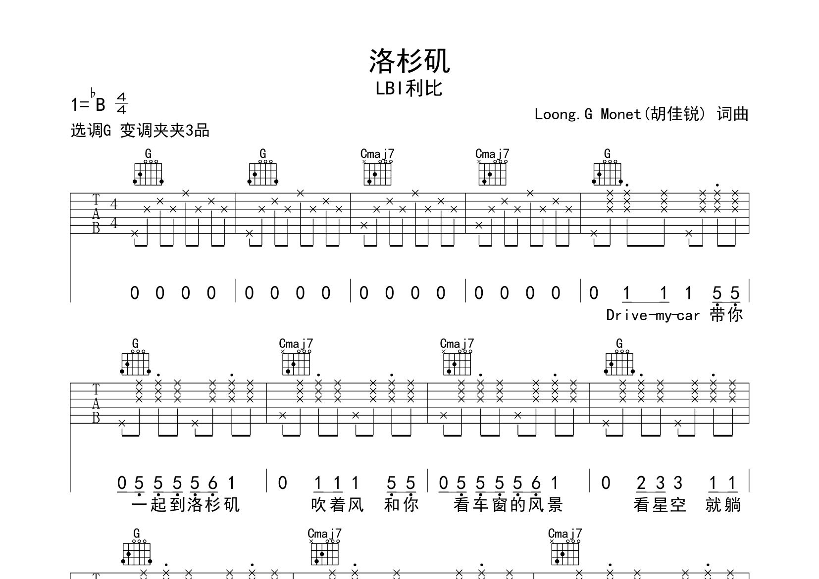 洛杉矶吉他谱预览图
