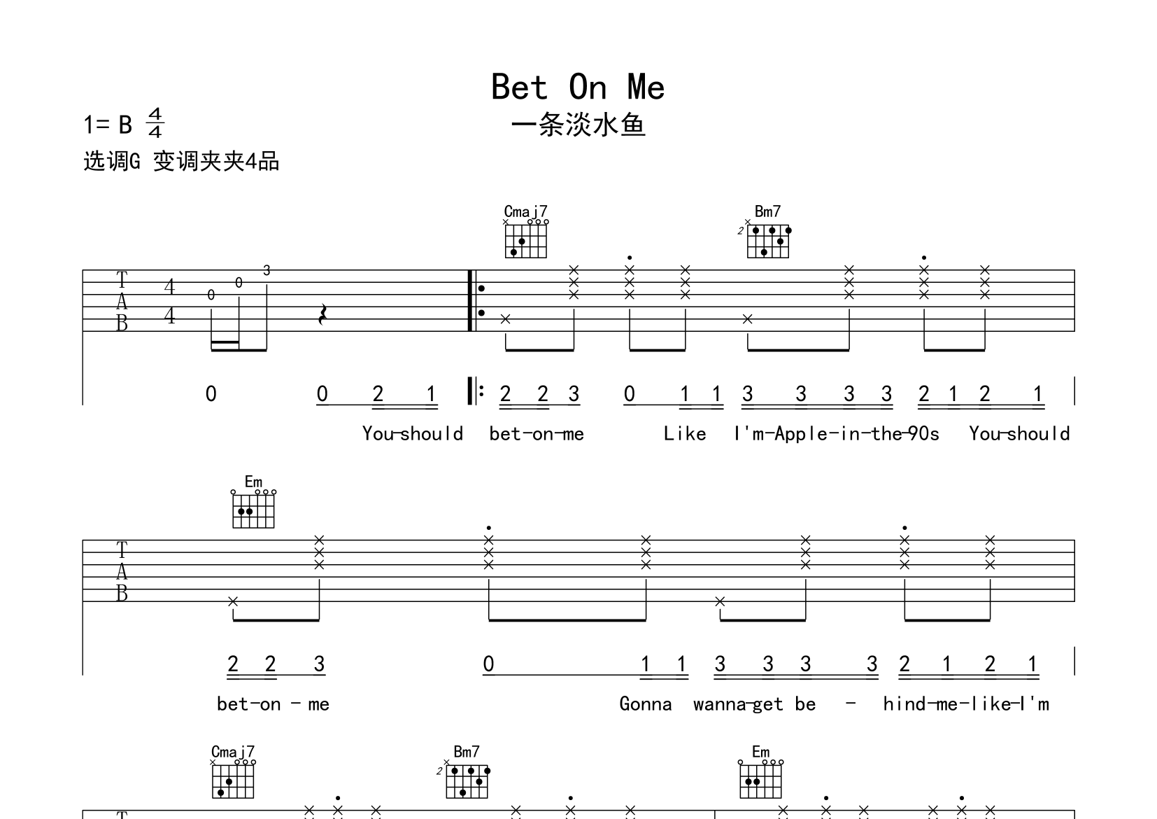 Bet-On-Me吉他谱预览图