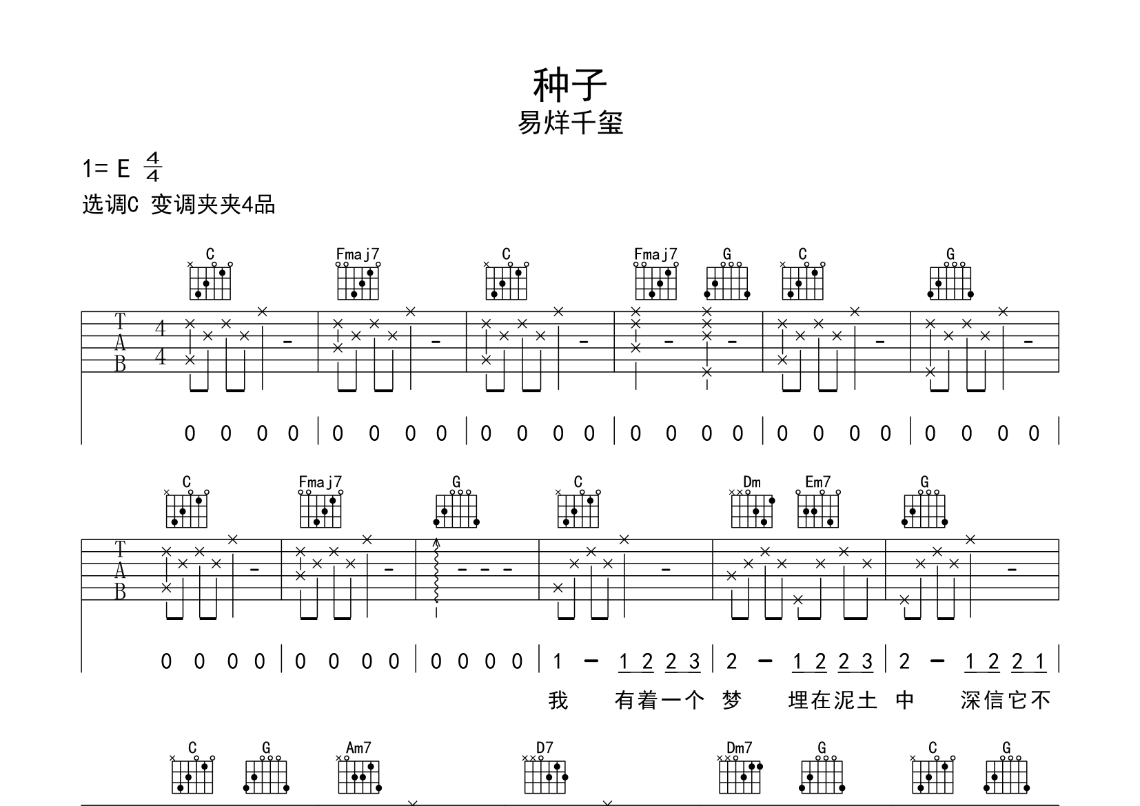 种子吉他谱预览图