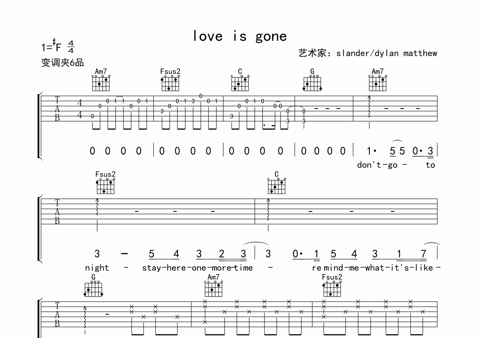 Love-is-gone吉他谱预览图