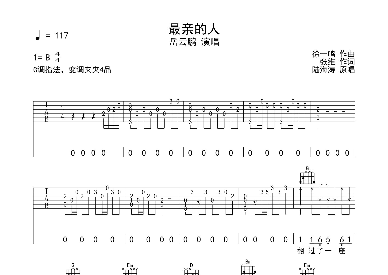 最亲的人吉他谱预览图