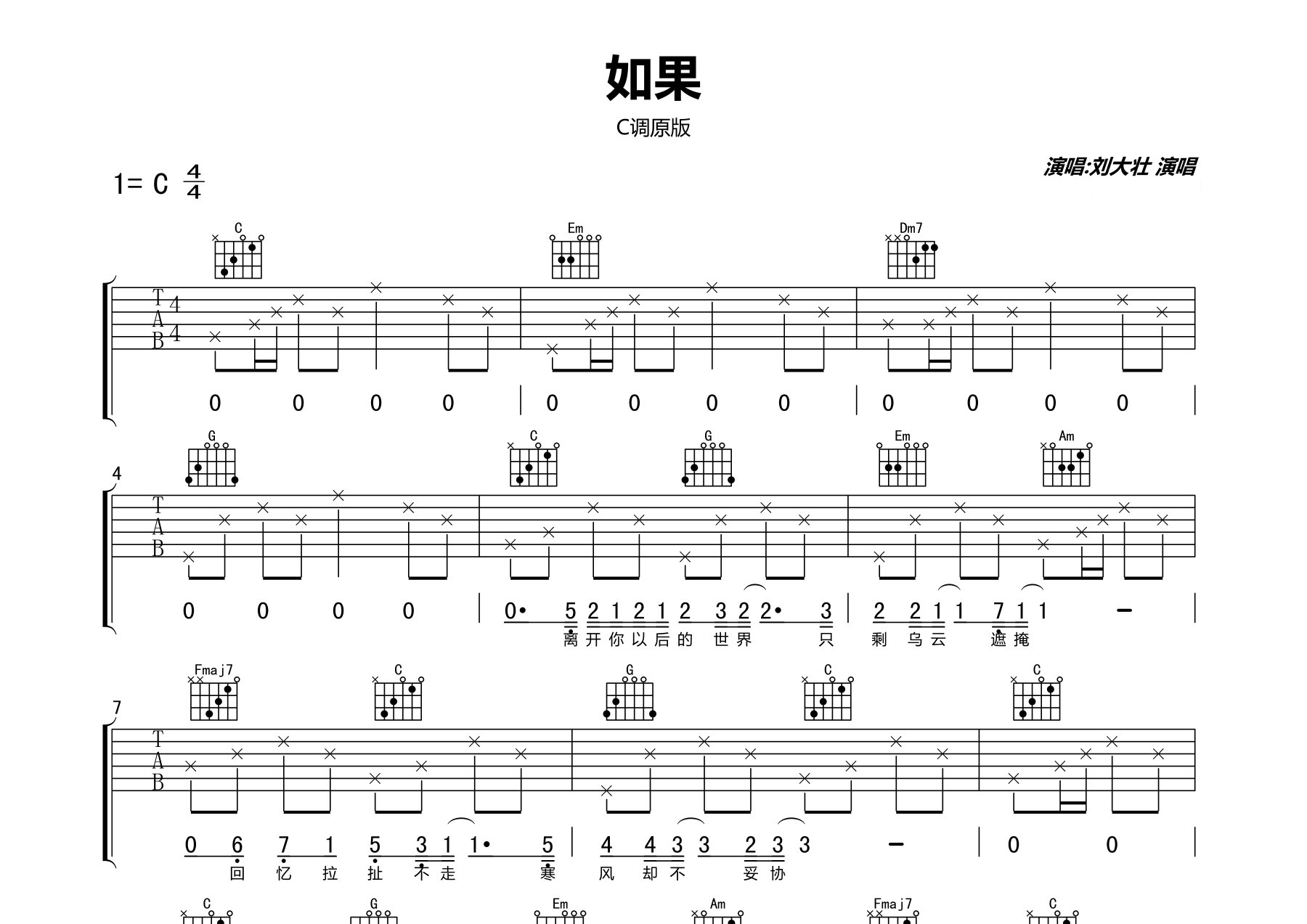 如果吉他谱预览图