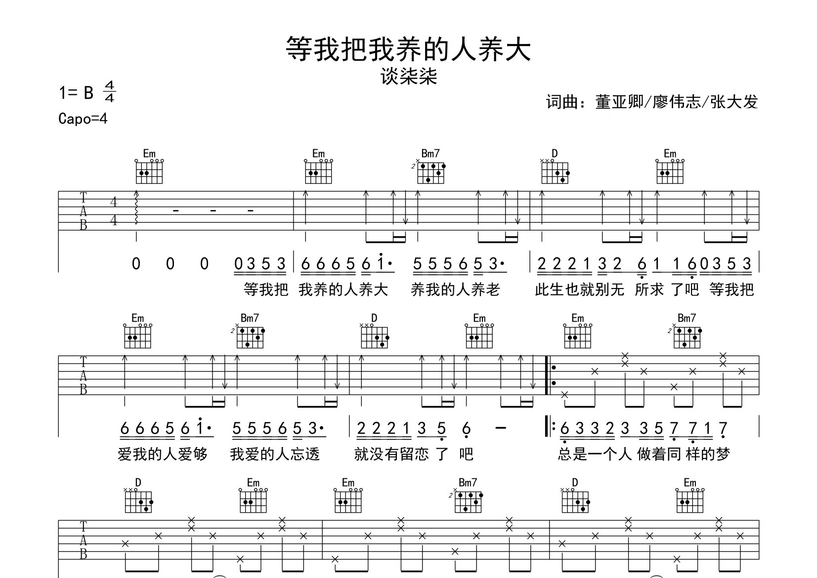 等我把我养的人养大吉他谱预览图