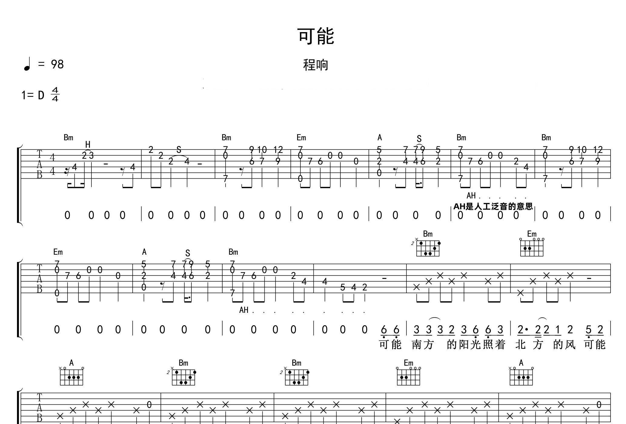 可能吉他谱预览图