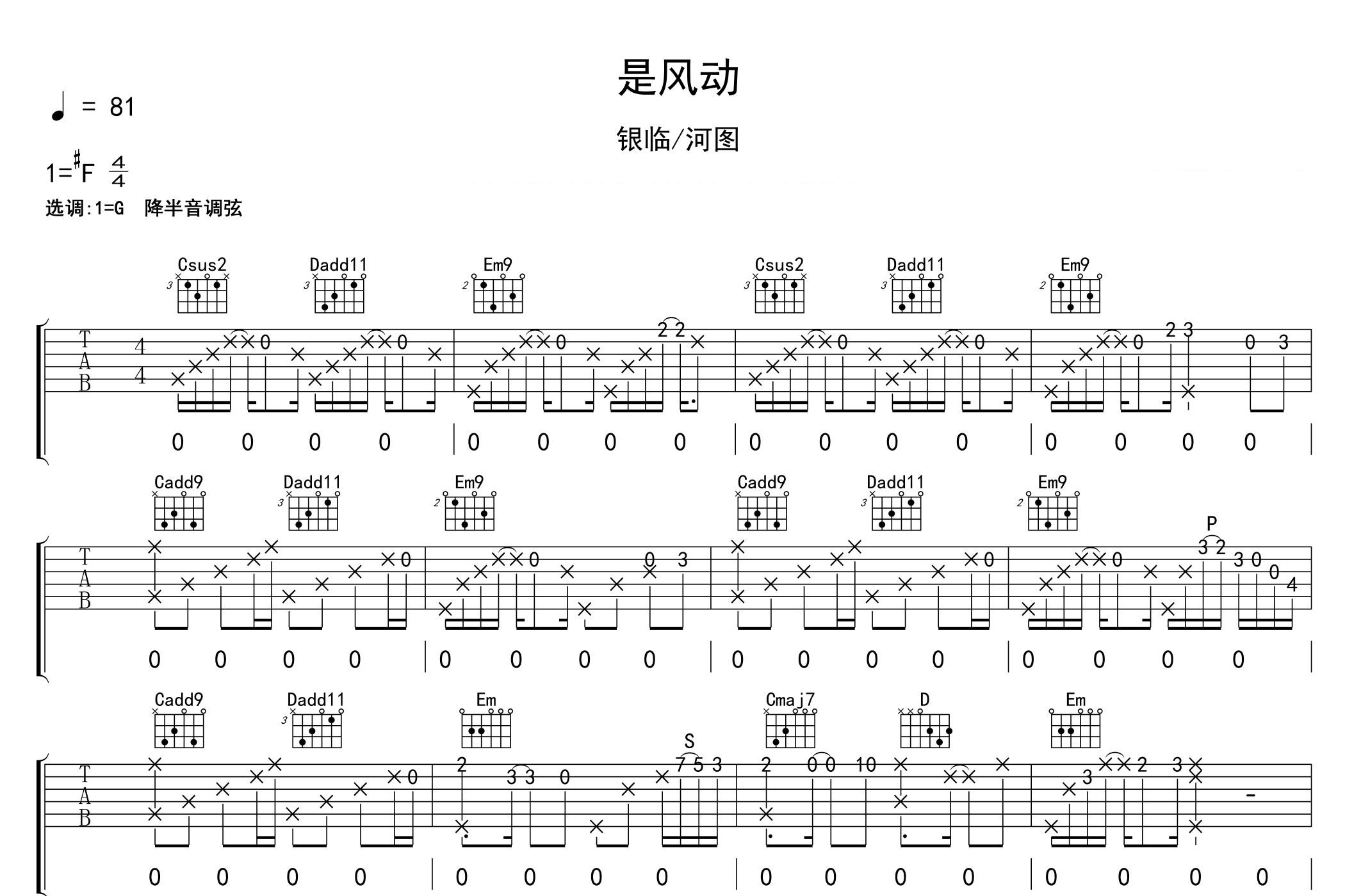 是风动吉他谱预览图