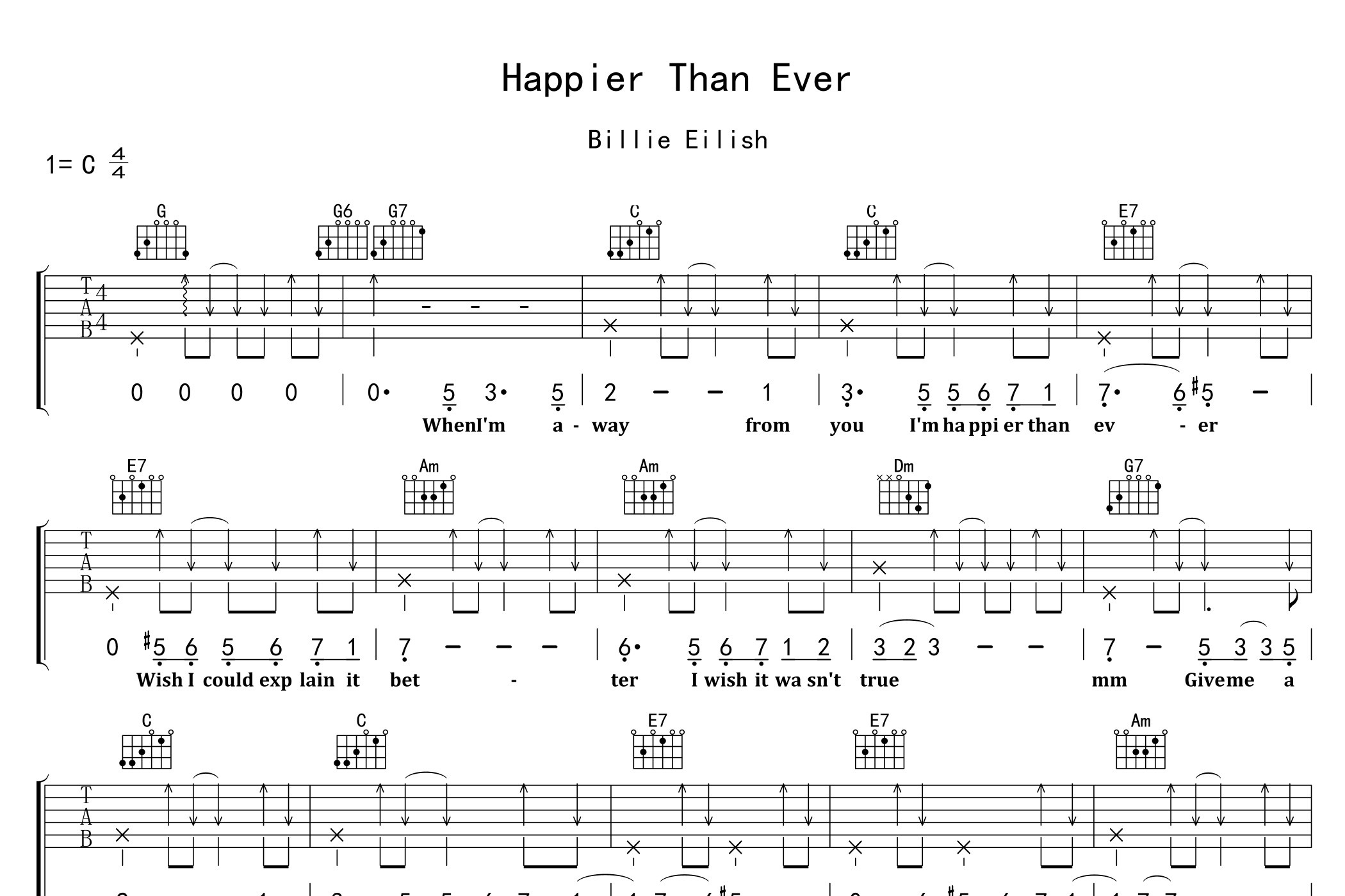 Happier-Than-Ever吉他谱预览图