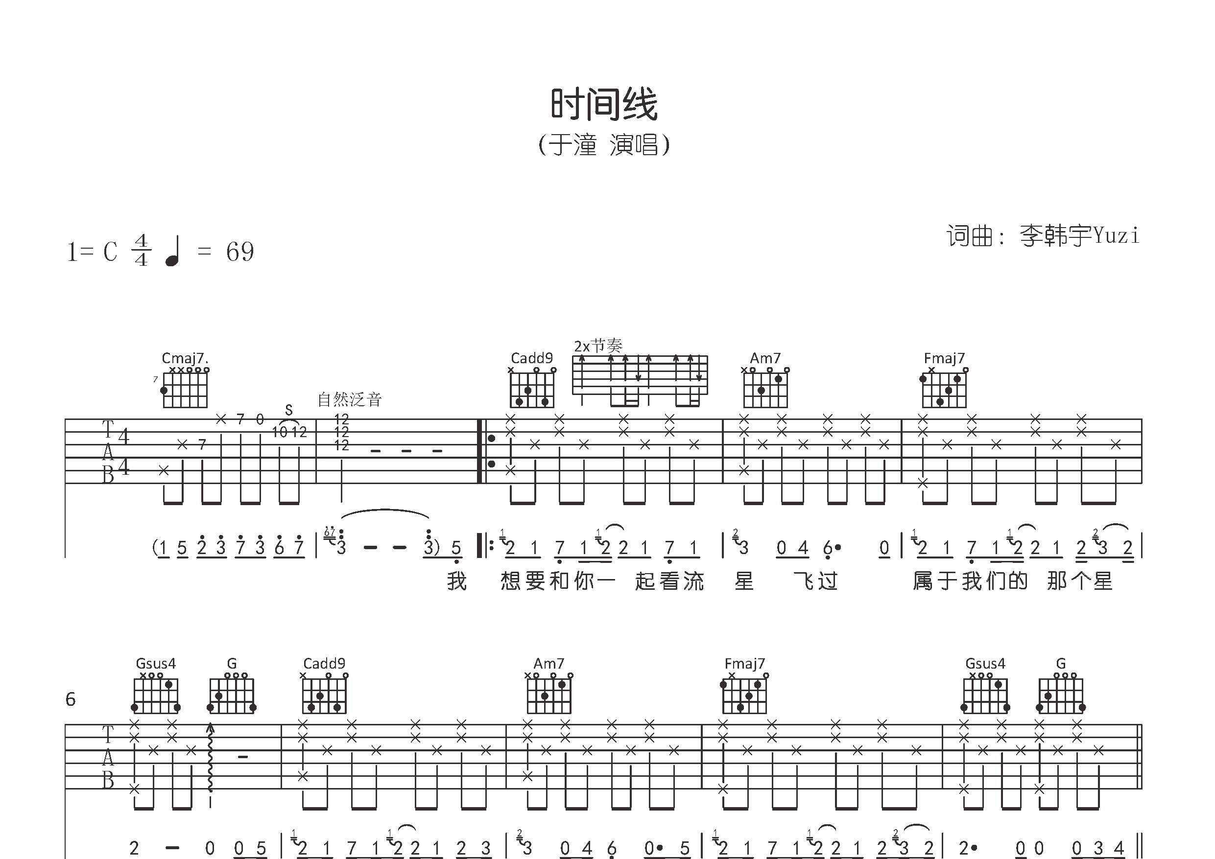 时间线吉他谱预览图