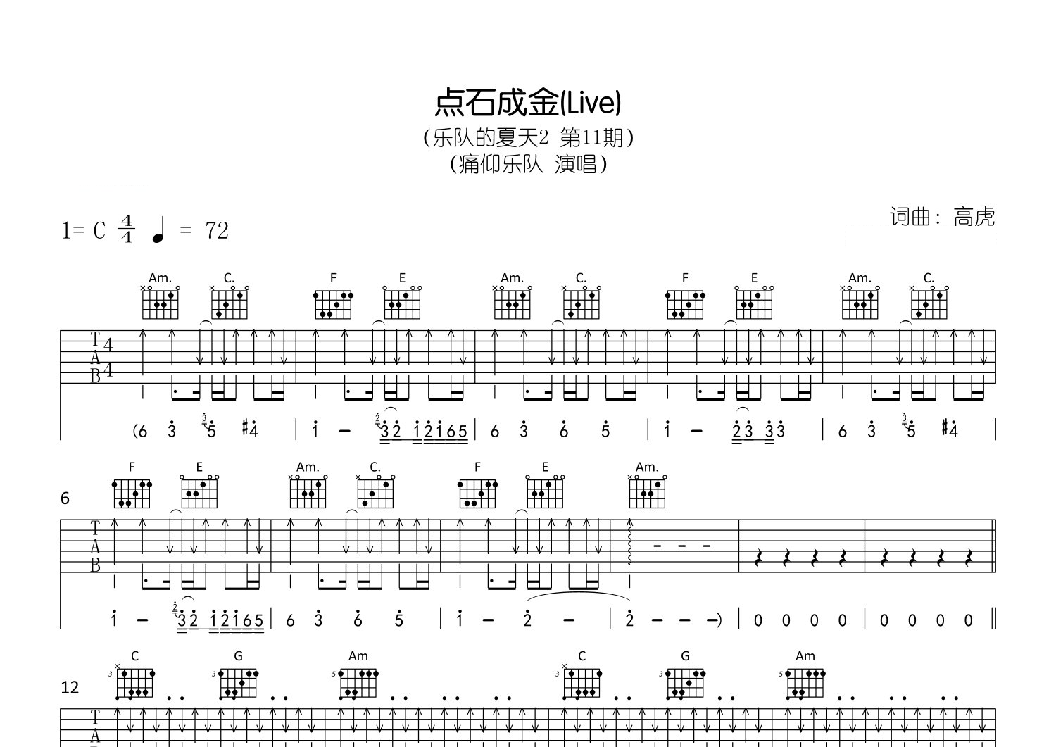 点石成金吉他谱预览图