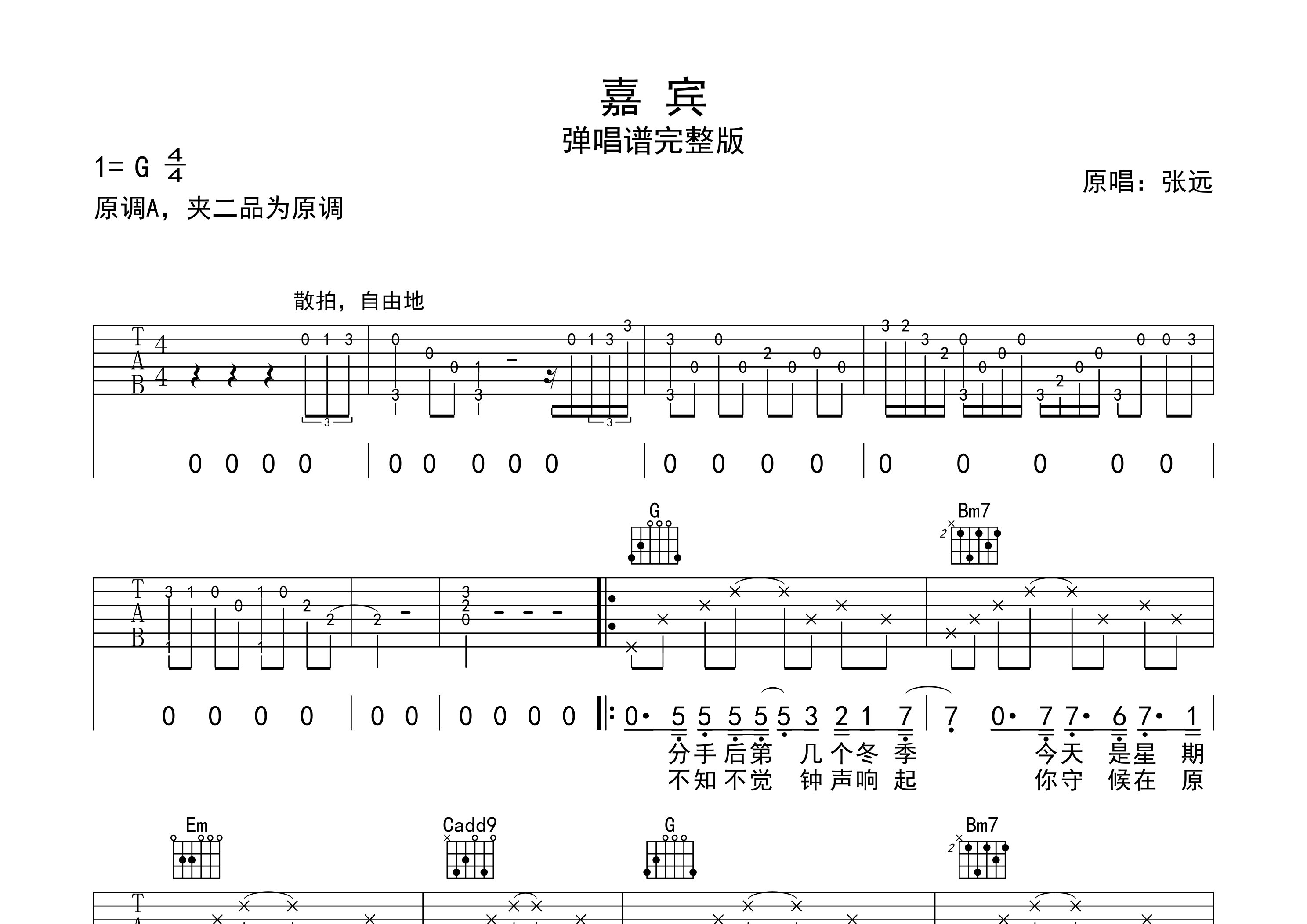 嘉宾吉他谱预览图